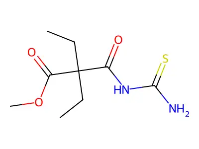 Butanoic acid, 2-(((aminothioxomethyl)amino)carbonyl)-2-ethyl-, methyl ester structure