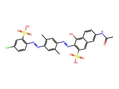 (3Z)-7-acetamido-3-[[4-[(4-chloro-2-sulfophenyl)diazenyl]-2,5-dimethylphenyl]hydrazinylidene]-4-oxonaphthalene-2-sulfonic acid structure
