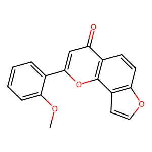 4H-Furo(2,3-h)-1-benzopyran-4-one, 2-(2-methoxyphenyl)- structure