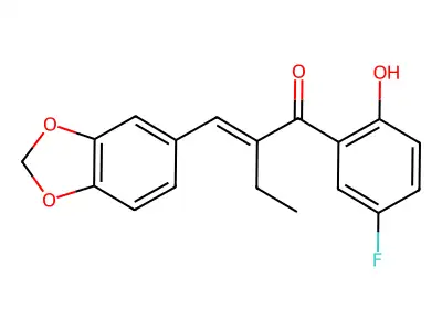 2-(1,3-Benzodioxol-5-ylmethylidene)-1-(5-fluoro-2-hydroxyphenyl)butan-1-one structure