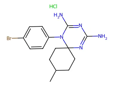 1,3,5-Triazaspiro(5.5)undeca-2,4-diene, 1-(4-bromophenyl)-2,4-diamino-9-methyl-, hydrochloride structure