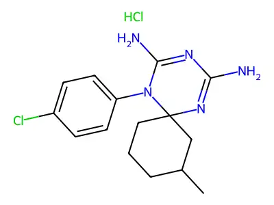 1-(4-Chlorophenyl)-2,4-diamino-8-methyl-1,3,5-triazaspiro(5.5)undeca-2,4-diene hydrochloride structure