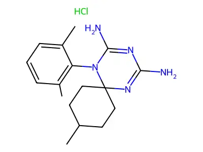 1,3,5-Triazaspiro(5.5)undeca-2,4-diene, 2,4-diamino-1-(2,6-dimethylphenyl)-9-methyl-, hydrochloride structure