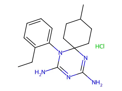 1,3,5-Triazaspiro(5.5)undeca-2,4-diene, 2,4-diamino-1-(2-ethylphenyl)-9-methyl-, hydrochloride structure