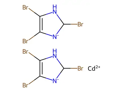 Cadmium bis(2,4,5-tribromo-2,3-dihydroimidazol-1-ide) structure