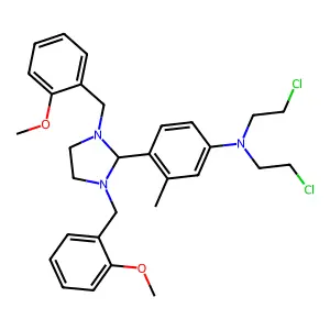 Imidazolidine, 2-(4-(bis(2-chloroethyl)amino)-o-tolyl)-1,3-bis(o-methoxybenzyl)- structure