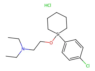 Triethylamine, 2-(1-(p-chlorophenyl)-1-silacyclohexyloxy)-, hydrochloride structure