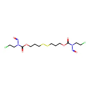 Disulfanediyldipropane-3,1-diyl bis((2-chloroethyl)nitrosocarbamate) structure