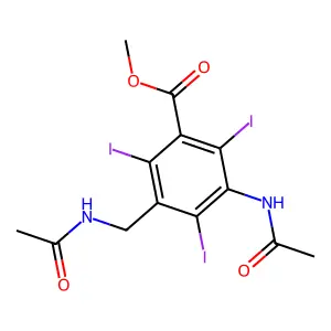 Benzoic acid, 3-acetamido-5-acetamidomethyl-2,4,6-triiodo-, methyl ester structure