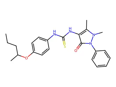 Urea, 3-(4-antipyrinyl)-1-(p-(1-methylbutoxy)phenyl)-2-thio- structure