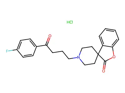 Spiro(benzofuran-3(2H),4'-piperidine)-2-one, 1'-(3-(p-fluorobenzoyl)propyl)-, hydrochloride structure