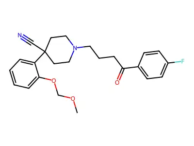 4-Piperidinenitrile, 1-(3-(p-fluorobenzoyl)propyl)-4-(2-(methoxymethoxy)phenyl)- structure