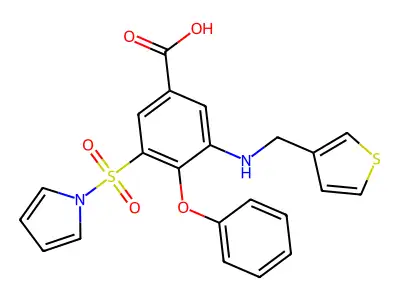 Benzoic acid, 4-phenoxy-3-(1H-pyrrol-1-ylsulfonyl)-5-((3-thienylmethyl)amino)- structure