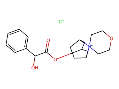 3-Hydroxyspiro(8-azoniabicyclo(3.2.1)octane-8,1'-morpholinium) chloride mandelate structure