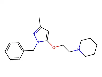 Pyrazole, 1-benzyl-3-methyl-5-(2-piperidinoethoxy)- structure