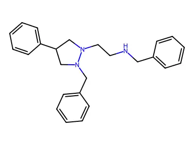 Pyrazolidineethylamine, N,2-dibenzyl-4-phenyl- structure