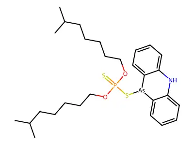 Phosphorodithioic acid, O,O-diisooctyl S-(10-phenasazinyl) ester structure