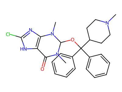 N-Methyl-piperidyl-4-benzhydryl-aether-8-chlor-theophyllinat [German] structure