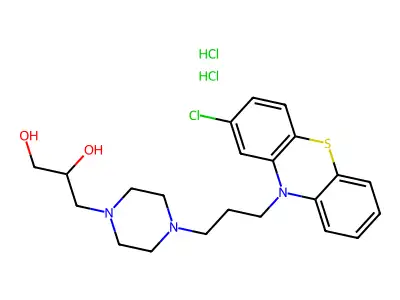 10(3(4-beta,gamma-Dihydroxypropyl-1-piperazinyl)propyl)2-chlorophenothiazine dihydrochloride structure