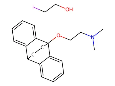 9,10-Ethanoanthracene, 9,10-dihydro-9-(2-dimethylaminoethoxy)-, 2-iodoethanolate structure