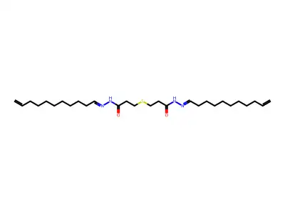 3-[3-oxo-3-(2-undec-10-enylidenehydrazinyl)propyl]sulfanyl-N-(undec-10-enylideneamino)propanamide structure