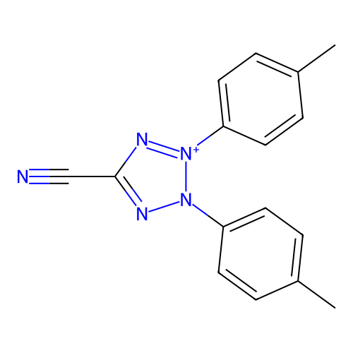 2,3-Bis(4-methylphenyl)tetrazol-2-ium-5-carbonitrile structure