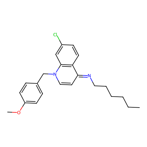 7-Chloro-N-hexyl-1-[(4-methoxyphenyl)methyl]quinolin-4(1H)-imine structure