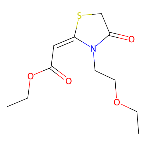 delta(sup 2,alpha)-Thiazolidineacetic acid, 3-ethoxyethyl-4-oxo-, ethyl ester structure