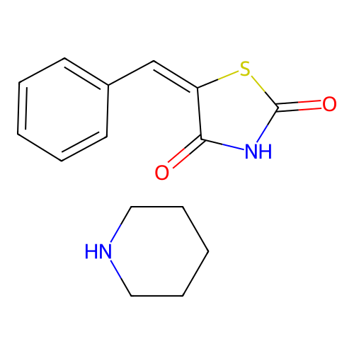 2,4-Thiazolidinedione, 5-benzylidene-, compd. with piperidine (1:1) structure