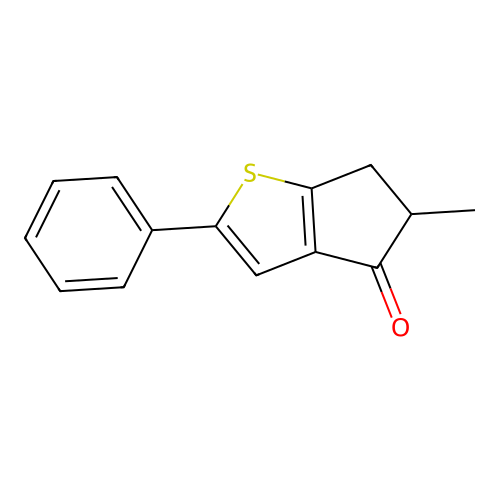 5-methyl-2-phenyl-5,6-dihydro-4H-cyclopenta[b]thiophen-4-one structure
