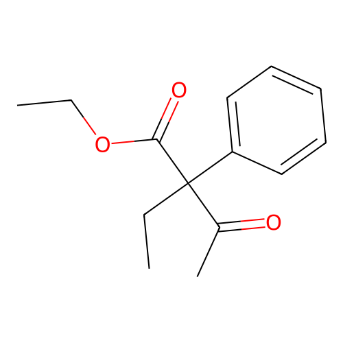 Ethyl 2-ethyl-3-oxo-2-phenylbutanoate structure