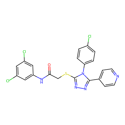 2-[[4-(4-chlorophenyl)-5-pyridin-4-yl-1,2,4-triazol-3-yl]sulfanyl]-N-(3,5-dichlorophenyl)acetamide structure