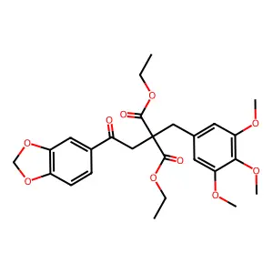 diethyl 2-[2-(1,3-benzodioxol-5-yl)-2-oxoethyl]-2-[(3,4,5-trimethoxyphenyl)methyl]propanedioate structure