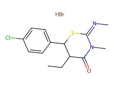 6-(p-Chlorophenyl)-5-ethyl-3-methyl-2-methylimino-m-thiazane-4-one hydrobromide structure