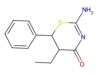 5-Ethyl-2-imino-6-phenyl-5,6-dihydro-2H-1,3-thiazin-4-ol structure