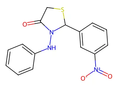 3-Anilino-2-(3-nitrophenyl)-1,3-thiazolidin-4-one structure