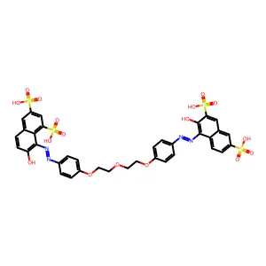 (8Z)-7-Oxo-8-(2-{4-[2-(2-{4-[(2Z)-2-(2-oxo-3,6-disulfonaphthalen-1(2H)-ylidene)hydrazin-1-yl]phenoxy}ethoxy)ethoxy]phenyl}hydrazinylidene)-7,8-dihydronaphthalene-1,3-disulfonic acid structure