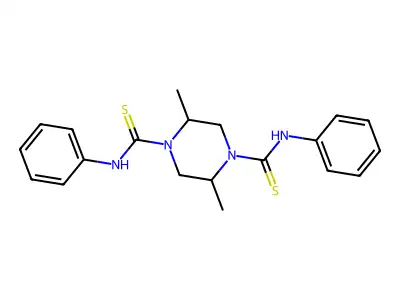 2,5-dimethyl-N~1~,N~4~-diphenyltetrahydro-1,4-pyrazinedicarbothioamide structure
