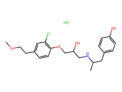 Phenol, 4-(2-((3-(2-chloro-4-(2-methoxyethyl)phenoxy)-2-hydroxypropyl)amino)propyl)-, hydrochloride structure