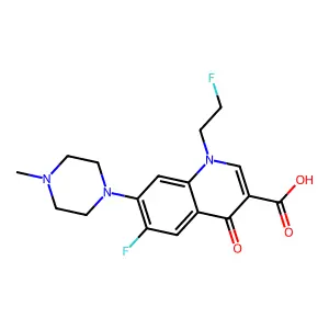 6-fluoro-1-(2-fluoroethyl)-7-(4-methylpiperazin-1-yl)-4-oxo-1,4-dihydroquinoline-3-carboxylic acid structure