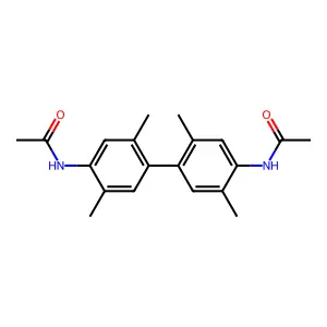 N,N'-diacetyl-2,5,2',5'-tetramethylbenzidine structure