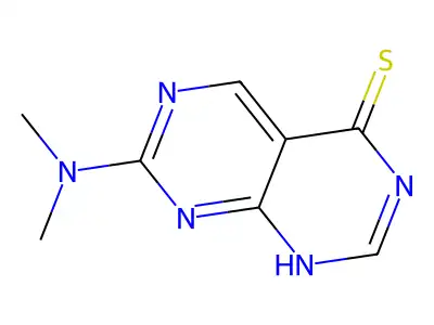 2-(dimethylamino)-8H-pyrimido[4,5-d]pyrimidine-5-thione structure