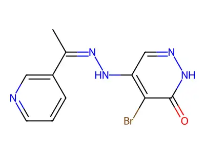 5-bromo-4-[(2Z)-2-(1-pyridin-3-ylethylidene)hydrazinyl]-1H-pyridazin-6-one structure