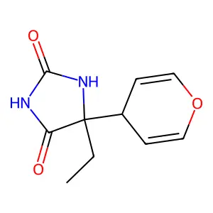 5-ethyl-5-(4H-pyran-4-yl)imidazolidine-2,4-dione structure