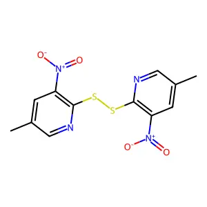 5-Methyl-2-[(5-methyl-3-nitropyridin-2-yl)disulfanyl]-3-nitropyridine structure