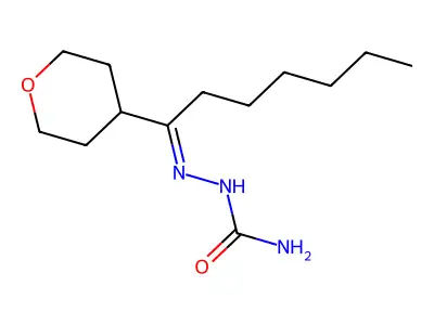 [1-(Oxan-4-yl)heptylideneamino]urea structure