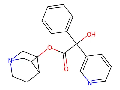 3-Pyridineacetic acid, alpha-hydroxy-alpha-phenyl-, 3-quinuclidinyl ester structure