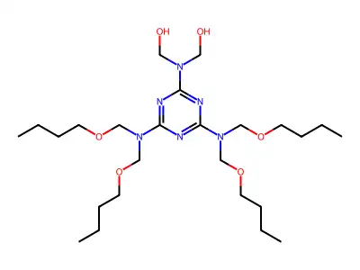 Methanol, (4,6-bis(bis(butoxymethyl)amino)-s-triazin-2-ylimino)di- structure