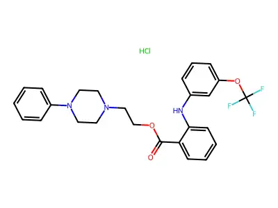 Piperazineethanol, 4-phenyl-, N-(3-trifluoromethoxyphenyl)anthranilate, hydrochloride structure