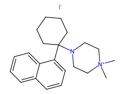Piperazinium, 1,1-dimethyl-4-(1-(1-naphtyl)cyclohexyl)-, iodide structure
